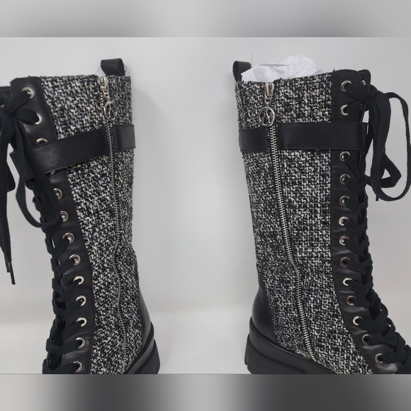 The Wishbone Collection High Boots Boucle Tweed Calf Leather Fanny 10 US $398 - Picture 9 of 13